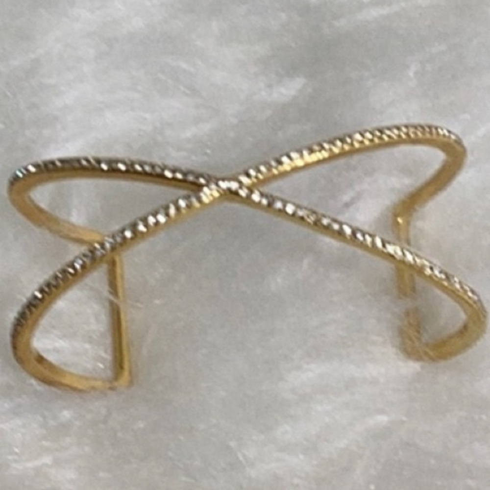Baublebar Gold Tone Criss Cross Cuff Bangle Bracelet